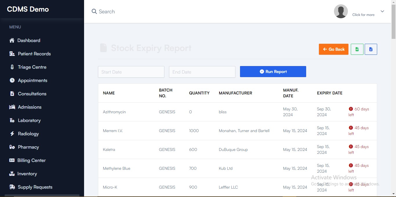 Stock Expiry Report