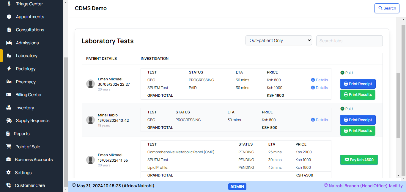 Lab Test Records